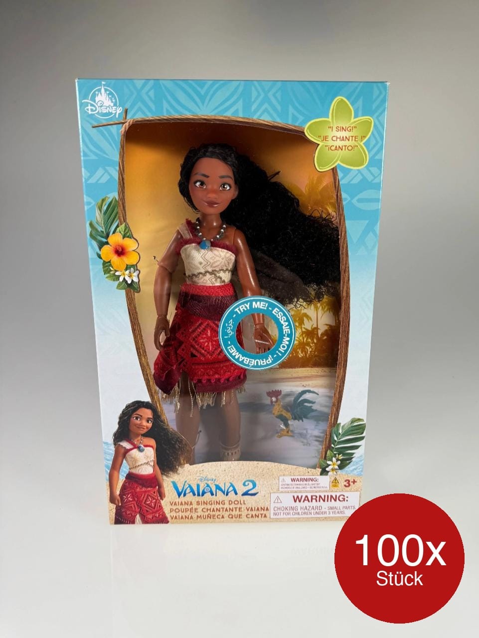 100x Disney Vaiana 2 Singende Puppe mit Heihei – 30cm
