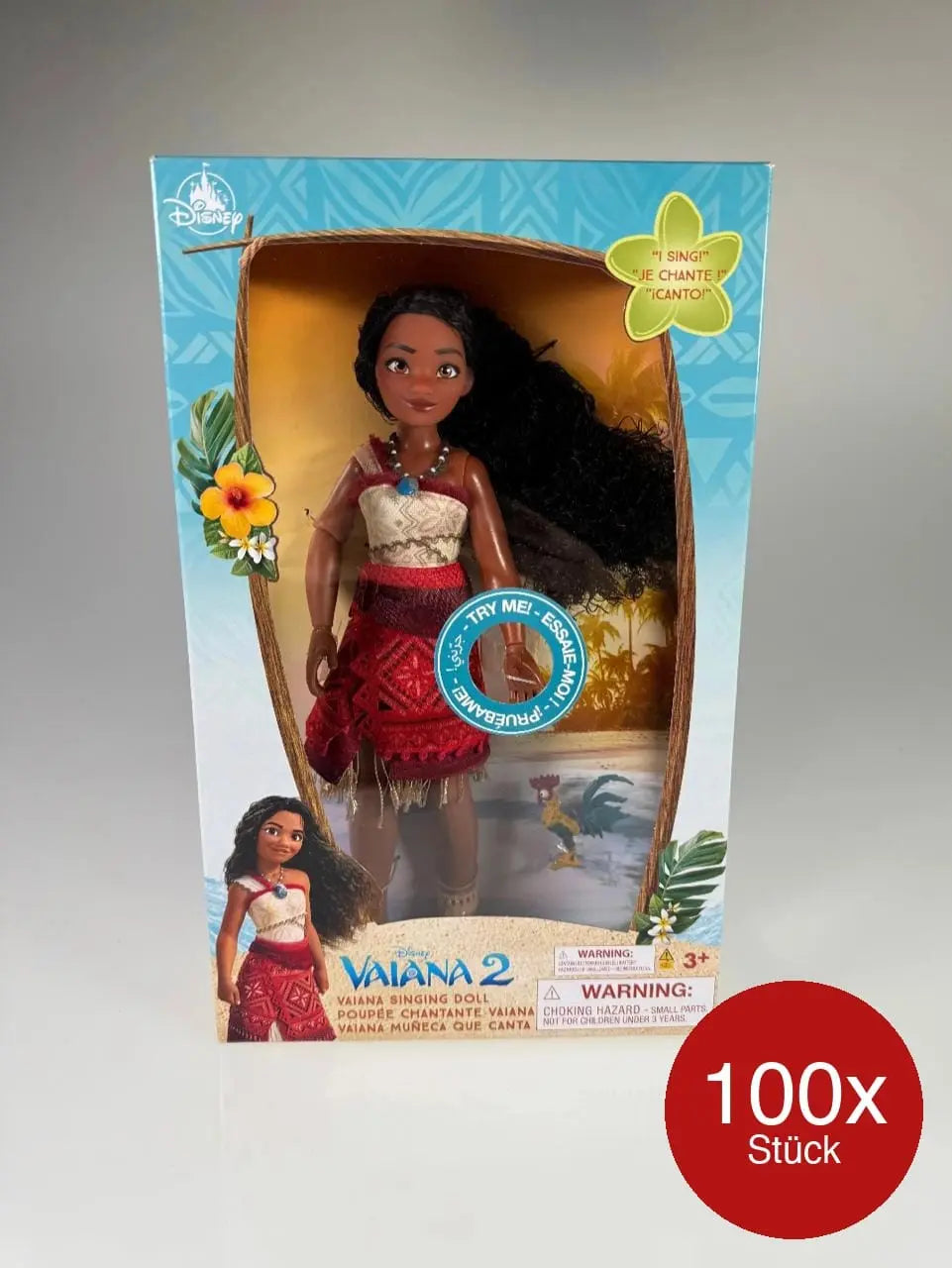 100x Disney Vaiana 2 Singende Puppe mit Heihei – 30cm