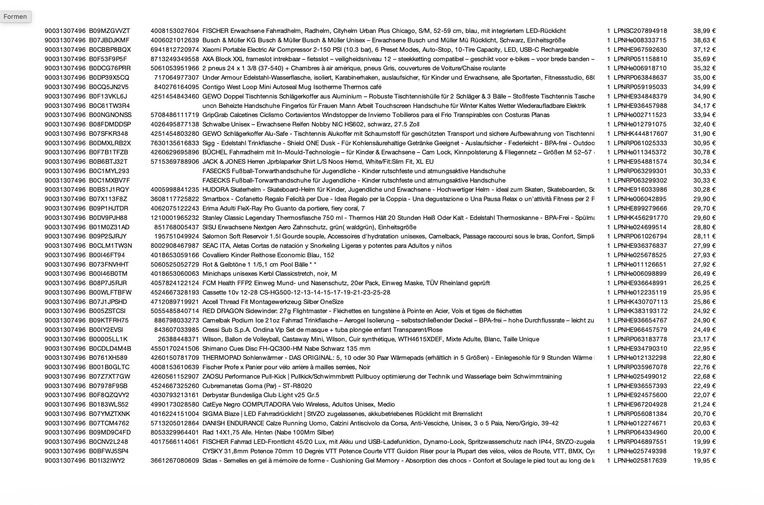 Amazon Retouren Palette #31307496 (Sport / Multimedia)