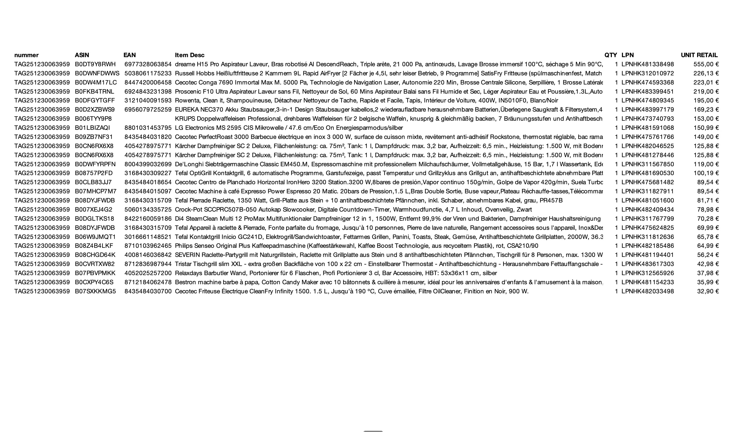 Amazon Retourenpalette (Saugroboter & Küche) #30063959