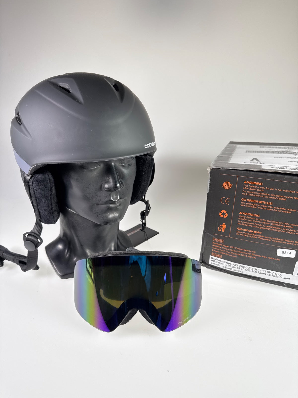 Odoland Skihelm mit Skibrille Set - Größe 57-59cm #8814