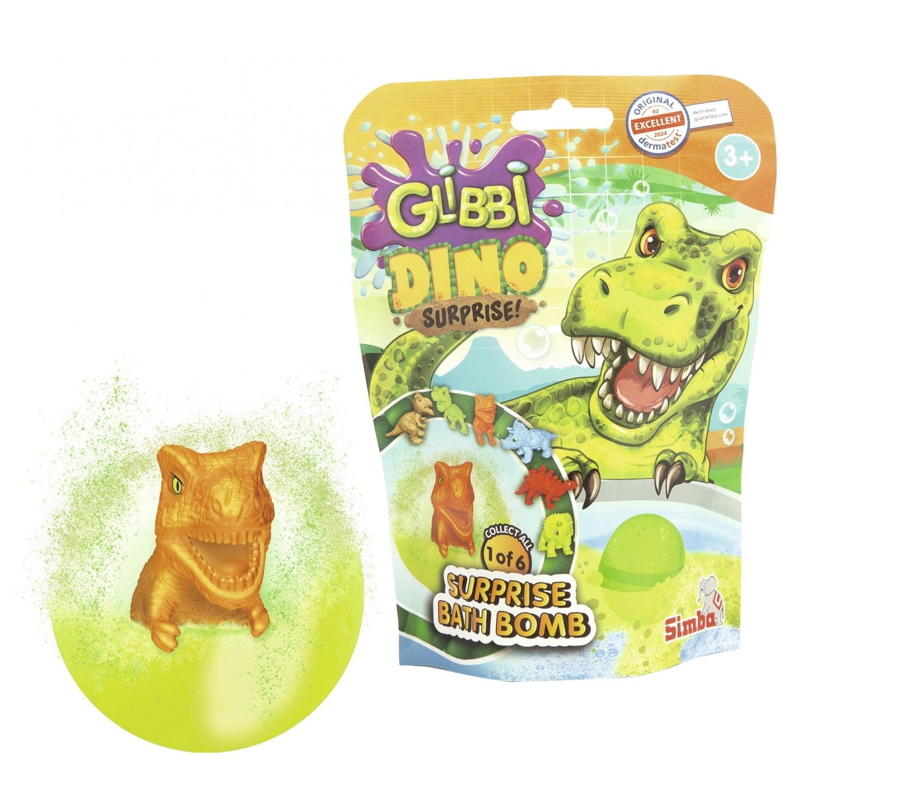 Glibbi Dino Surprise Badebombe mit Sammelfigur