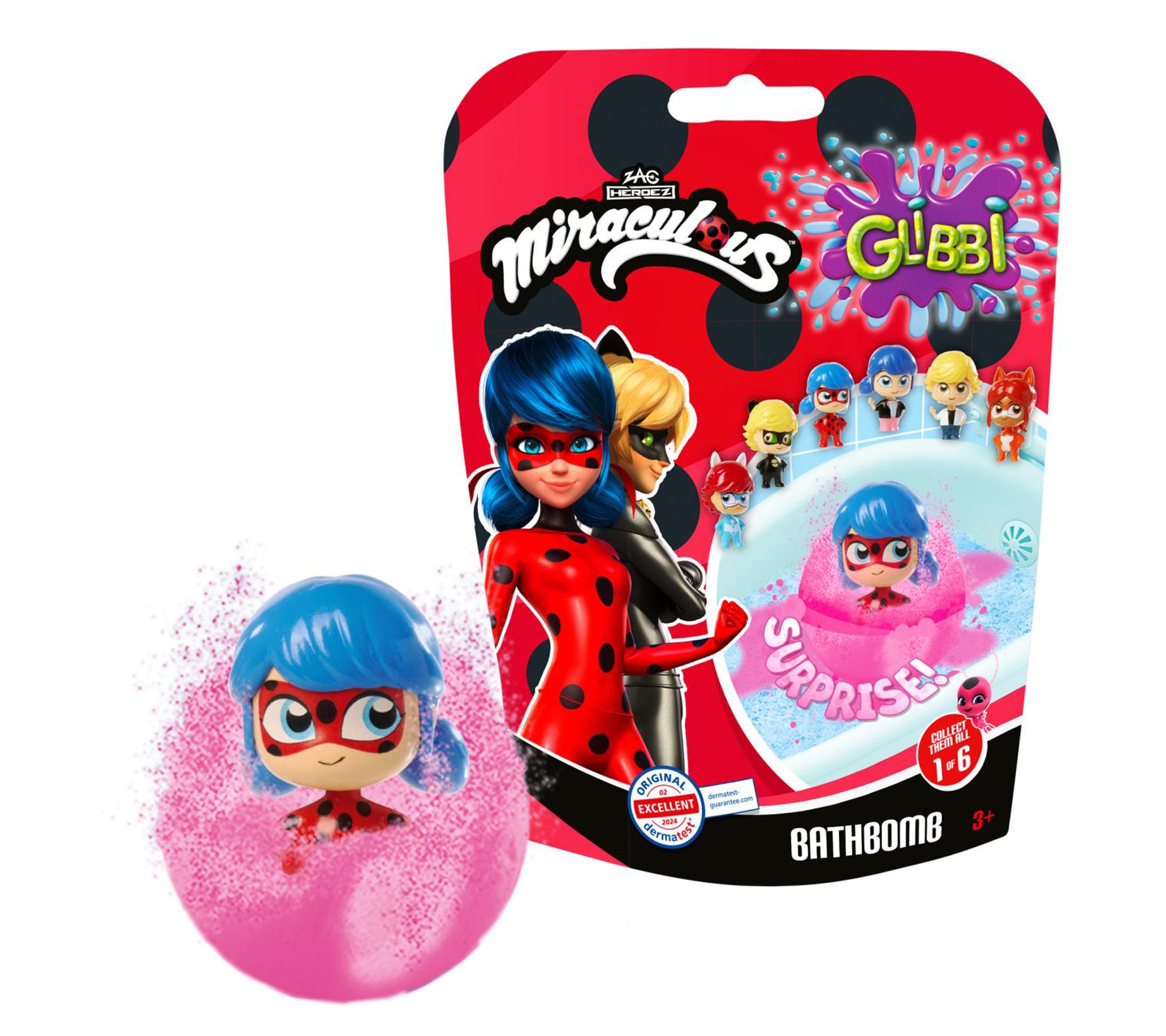 Glibbi Miraculous Surprise Badebombe mit Sammelfigur