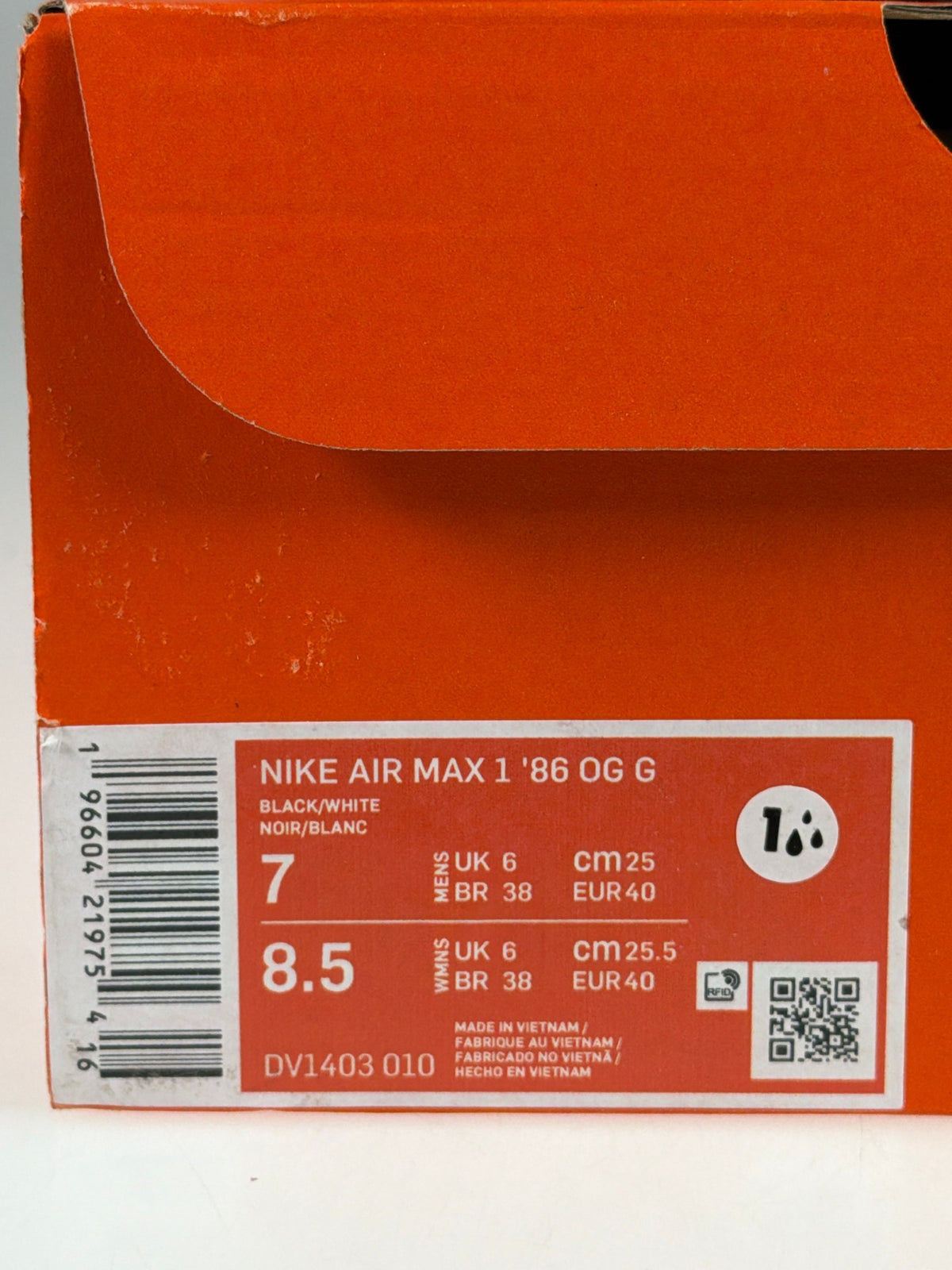 Nike Air Max 1 '86 OG G - Größe EU 40 #12890