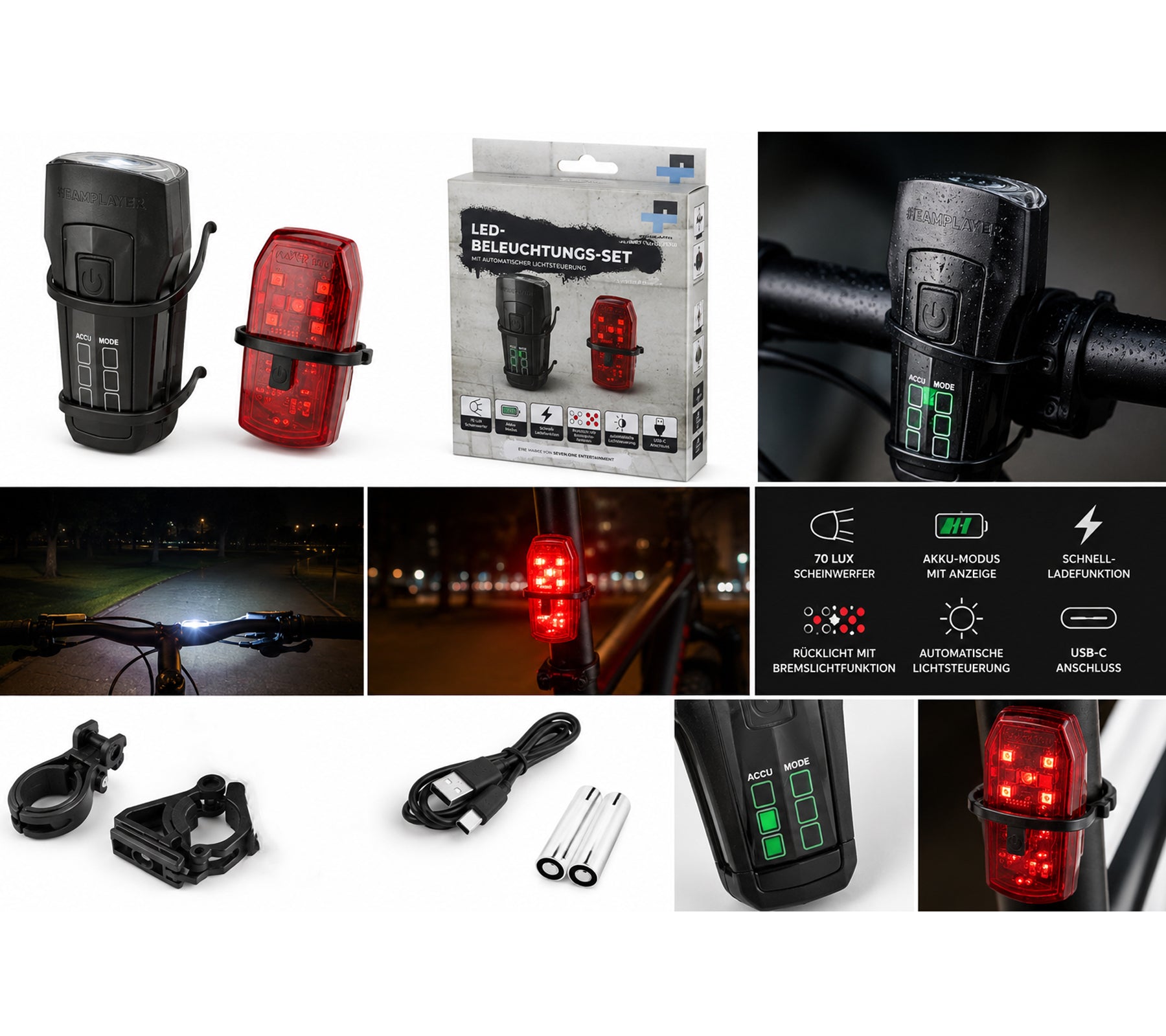 70-Lux-Frontscheinwerfer mit USB-C