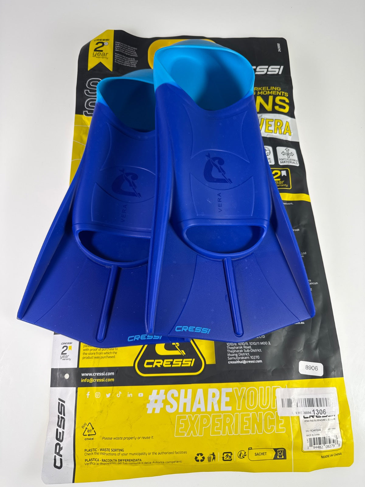 Cressi Vera Short Fins Schwimmflossen - Größe 42-44cm #8906 