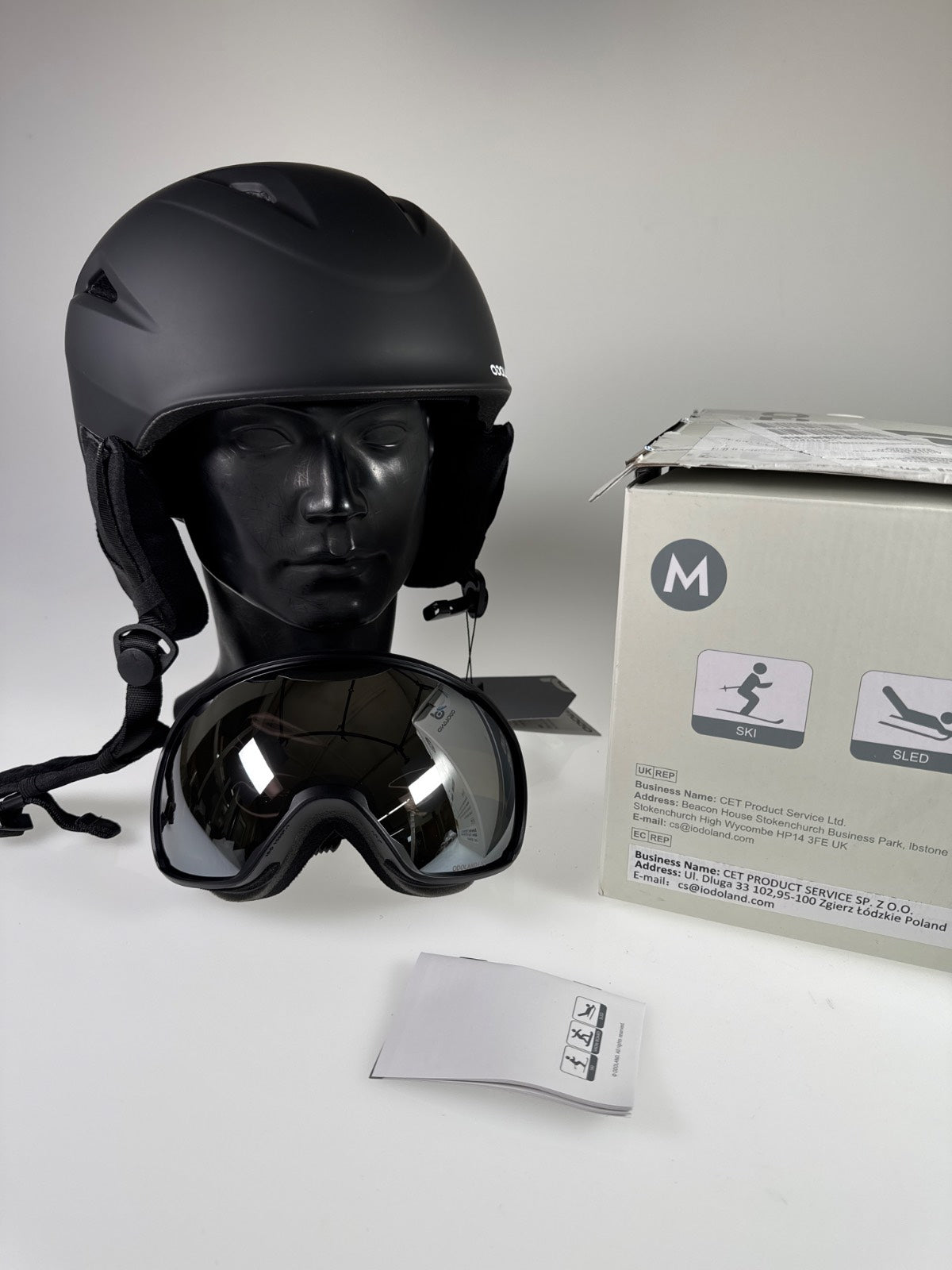 Odoland Skihelm mit Skibrille - Größe 57-59cm #8848 