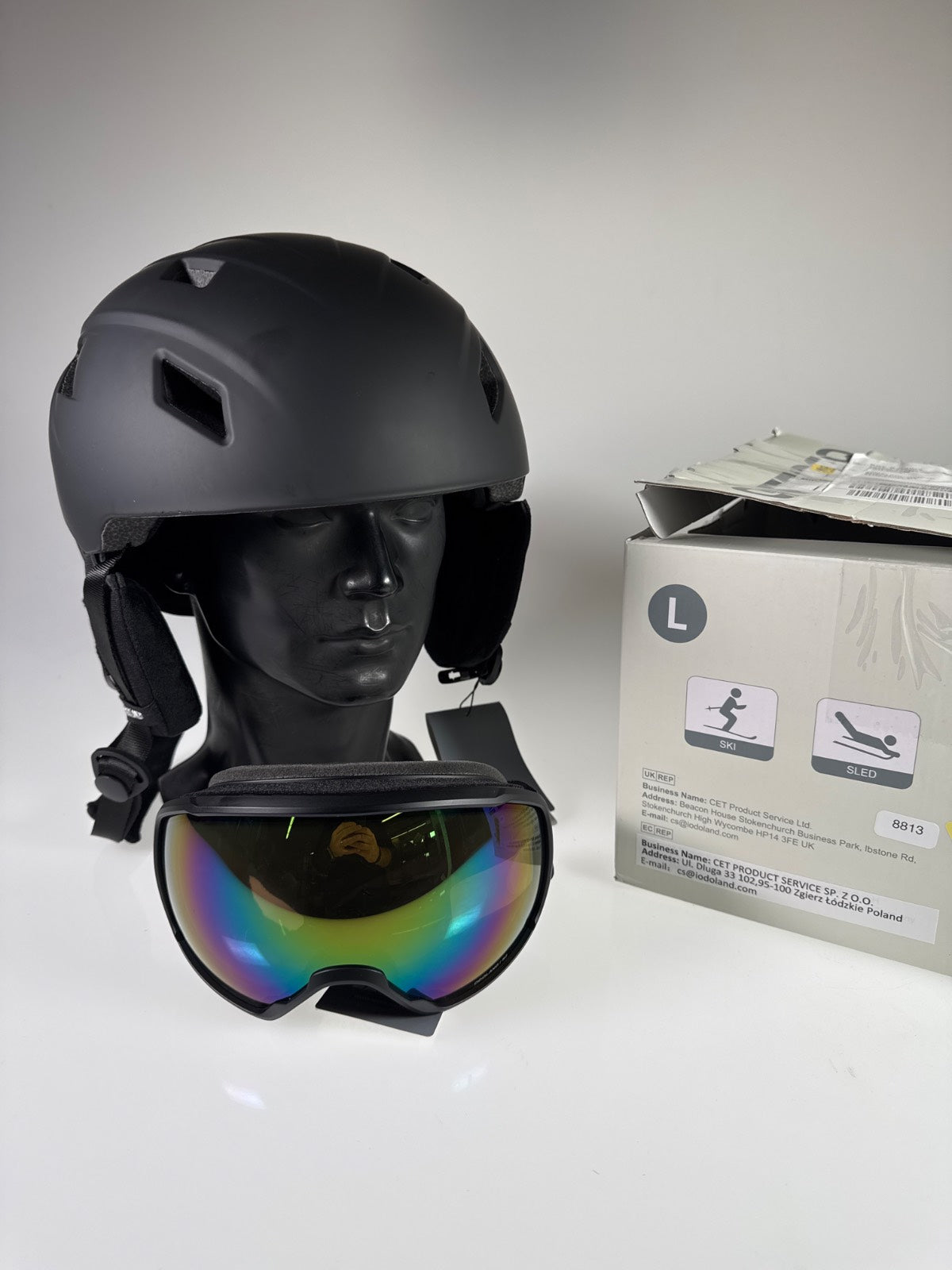 Odoland Skihelm mit Skibrille - Größe 59-62cm #8813 