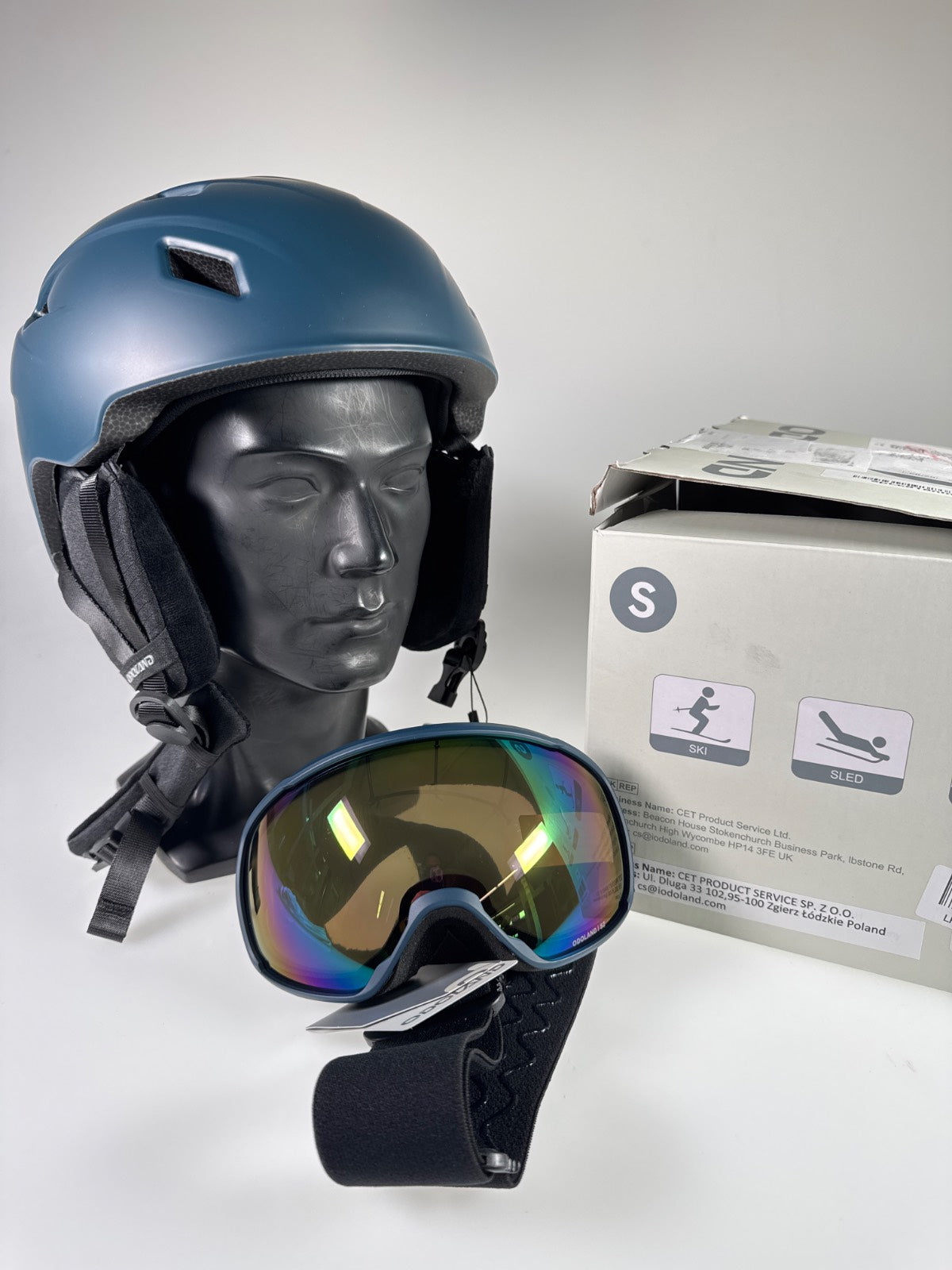 Odoland Skihelm mit Skibrille Set - Größe 52-55cm #8817 