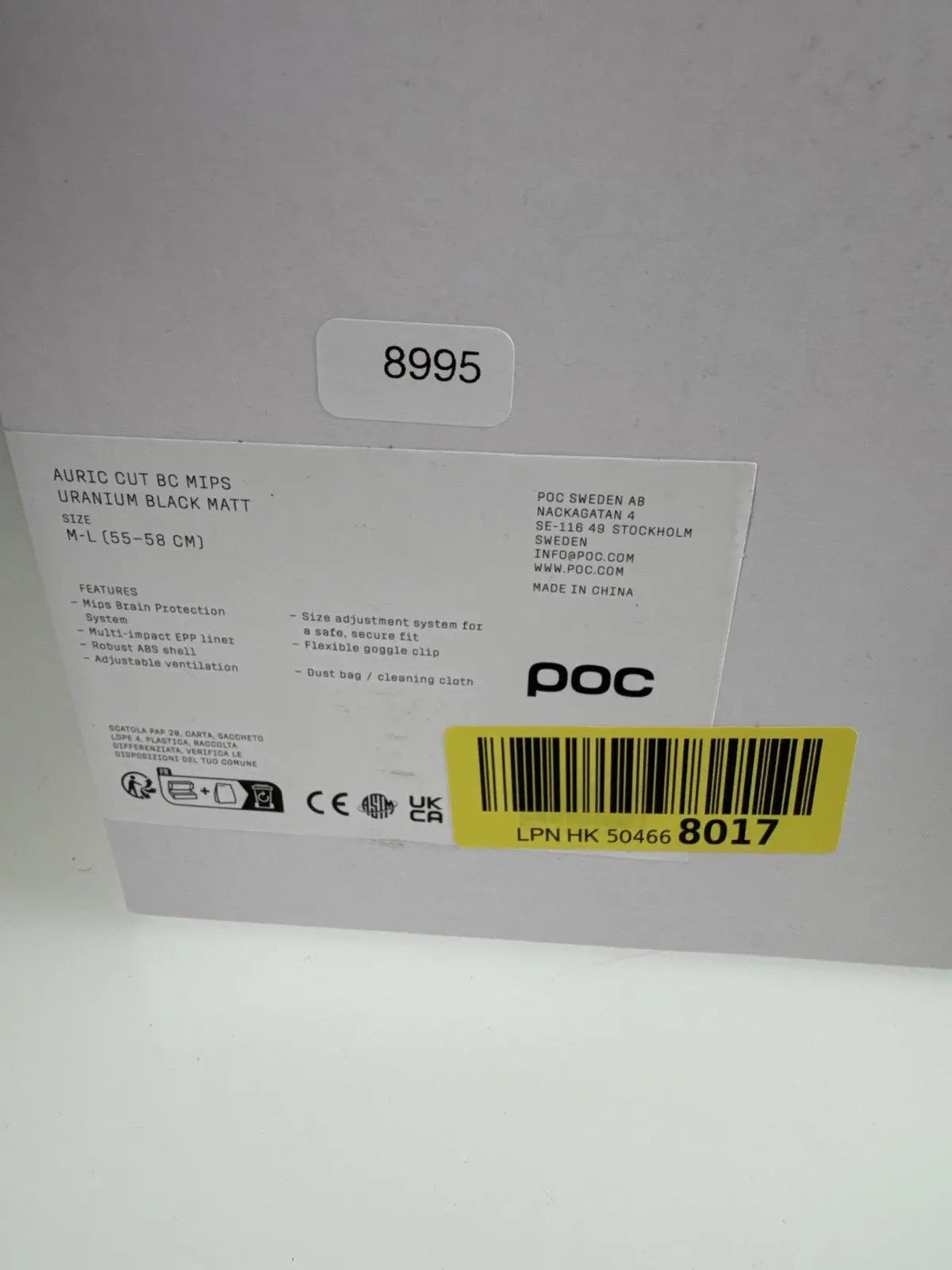 POC Auric Cut BC MIPS Skihelm - Größe 55-58cm #8995 