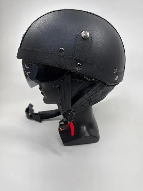 Retro Jet Motorradhelm Vintage mit Brille ECE - Größe M #9343 