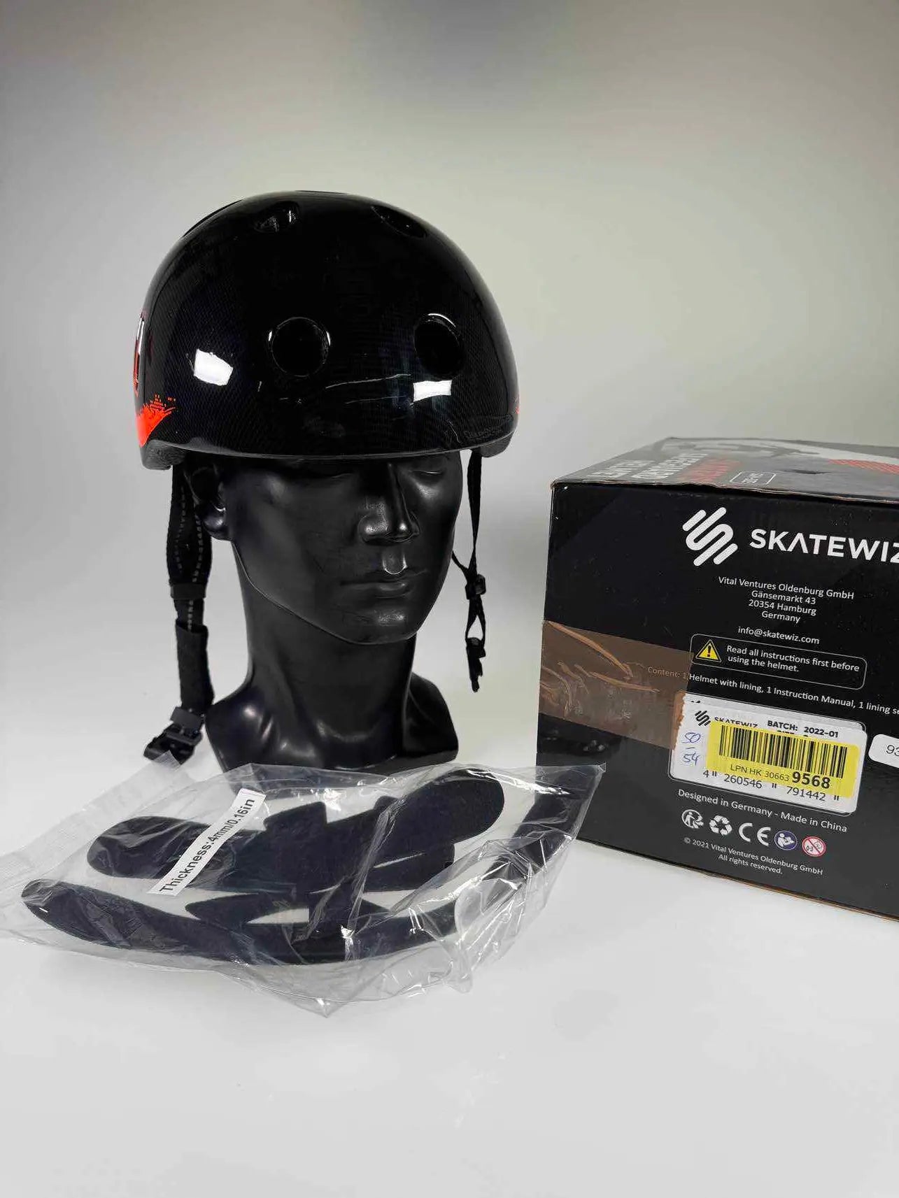 Skatewiz Skaterhelm Schwarz/Rot S | Retoure Note 1 | #9300 