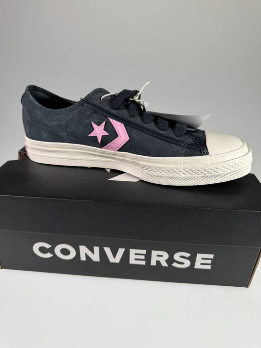 Converse Star Player 76 OX Sneaker in Shadow Woods mit rosa Logo – Seitenansicht