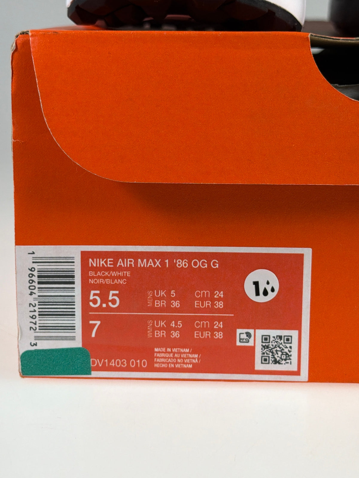 Nike Air Max 1 '86 OG G - Größe EU 38 #12824